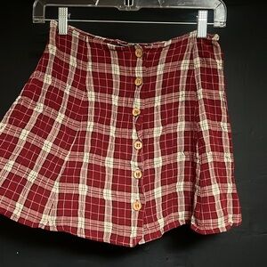 90’s Style Plaid Mini Skirt w Button Front